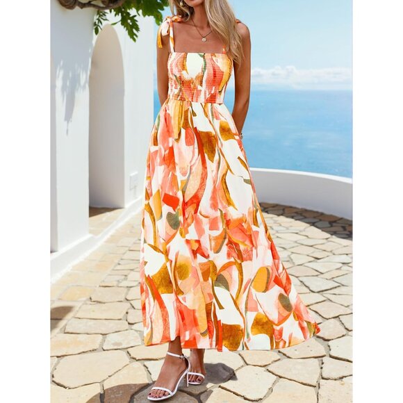 Womens Floral Maxi Dress Sleeveless Boho Beach Summer Casual Dress - Picture 3 of 6